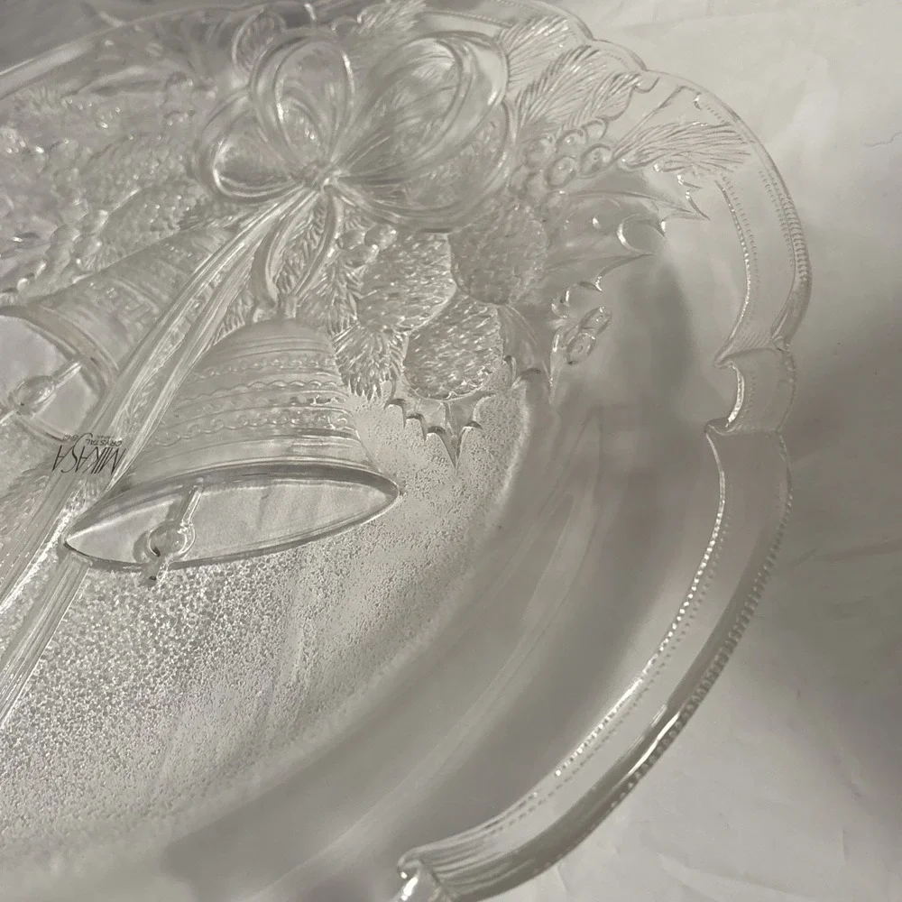 Vintage Mikasa Crystal‎ Holiday Bells Hostess Platter RC197/516 14 3/4